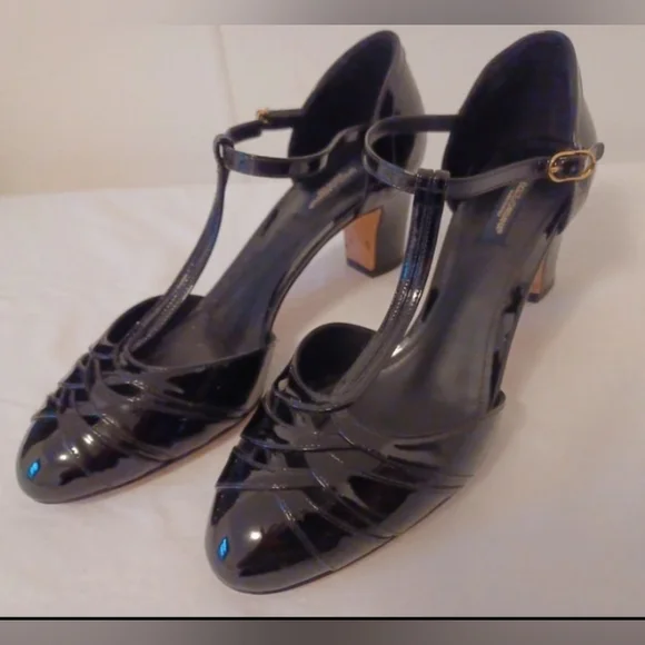 Dolce & gabbana patent t strap mid heel black size 40 - Picture 2 of 7